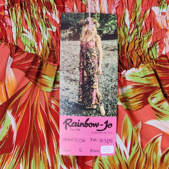 Rainbow Jo Hawaiian Shorts S Women Orange Pink Green Hibiscus Aloha Tropical NEW - Picture 3 of 7